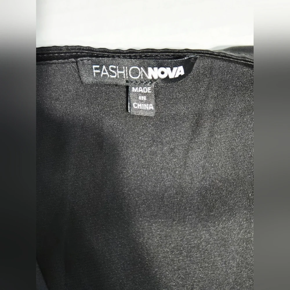 Fashion nova black satin twist‎ long sleeve mini dress 2XL